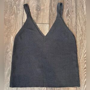 Zara Charcoal Navy Blue Luxury Knit Top - Size Large